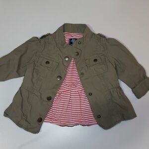5/$30 OLD NAVY khakhi lined Snap Button Cargo Jacket